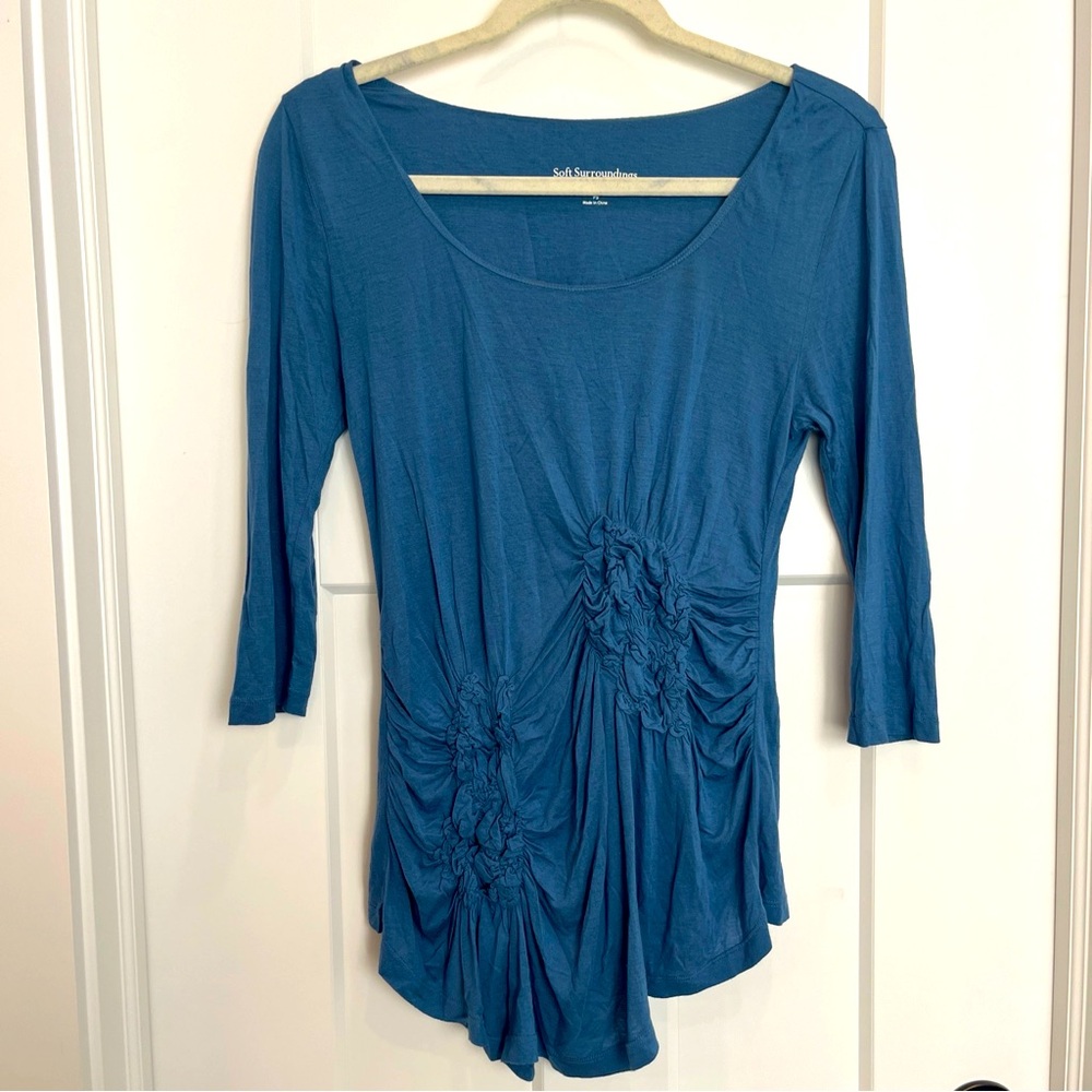 Soft Surroundings Women’s Size Petite Small 3/4 Length Sleeve Gathered Front